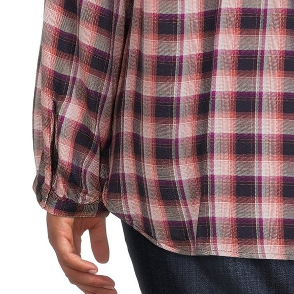 Tartan Plaid Button Down Long Sleeve Shirt Top Sz 0X NWT - Picture 6 of 9